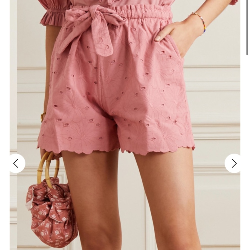 Innika Choo Scalloped High Waisted Eyelet Shorts - Picture 2 of 10